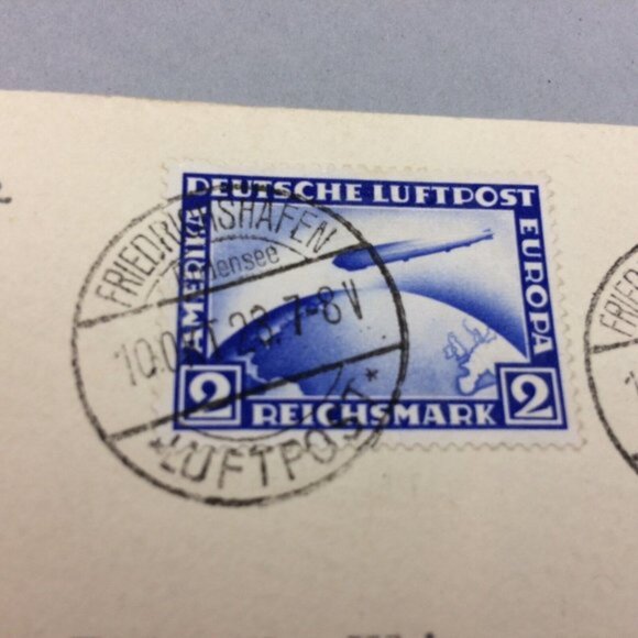 1928 Germany - USA Envelope Cover Blue Reichsmark Graf Zeppelin Stamps Luftpost - Picture 3 of 11